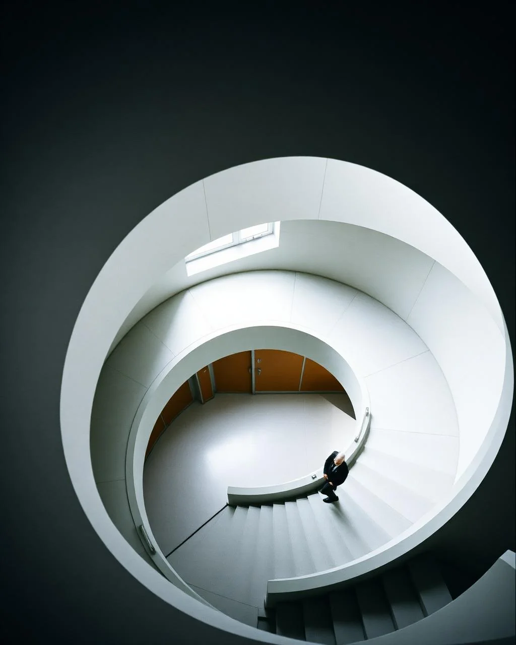 Modern spiral staircase from above